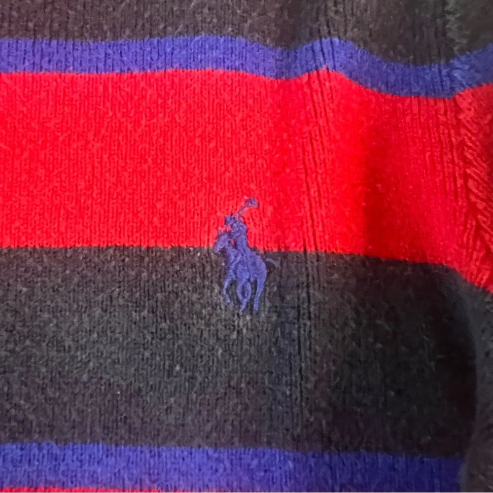 Polo Ralph Lauren Toddler Boys Sweater 3T Striped Red Navy Pony Logo Pullover
